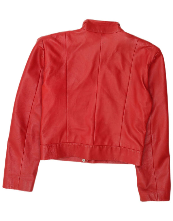Jaqueta de couro vintage feminina UK 18 XL vermelha
