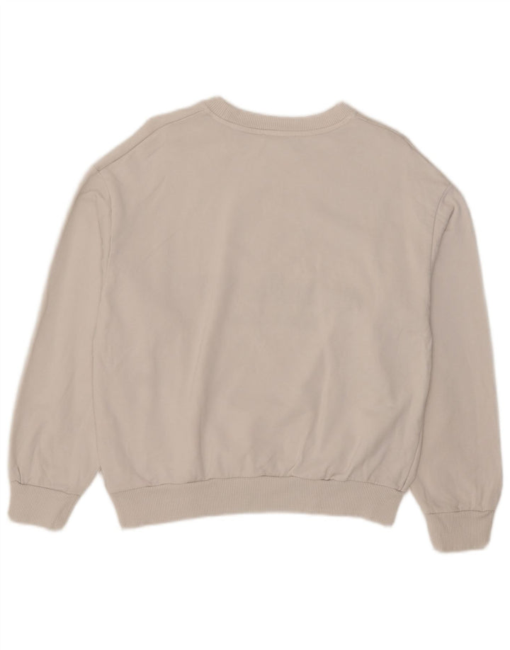 Zara moletom feminino gráfico oversized jumper Reino Unido 10 pequeno algodão branco