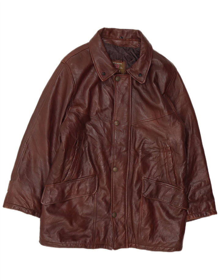 Jaqueta de couro masculina MAESTRO ARTIEIANO UK 44 2XL couro marrom