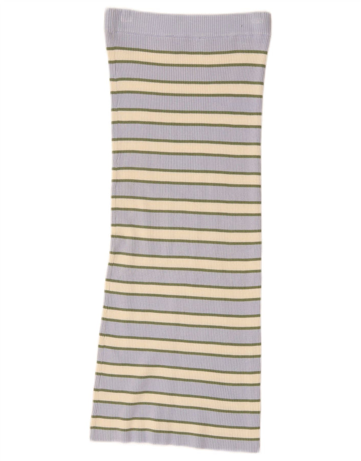 Zara Saia reta feminina de malha pequena W26 listrada azul