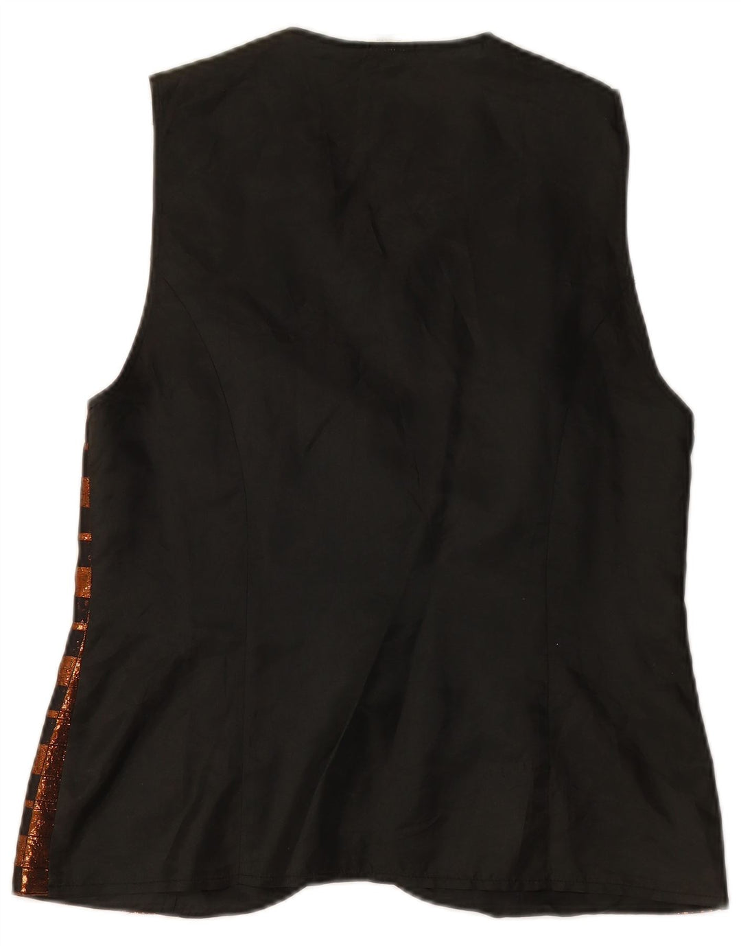 Colete feminino VINTAGE UK 14 poliéster xadrez marrom médio