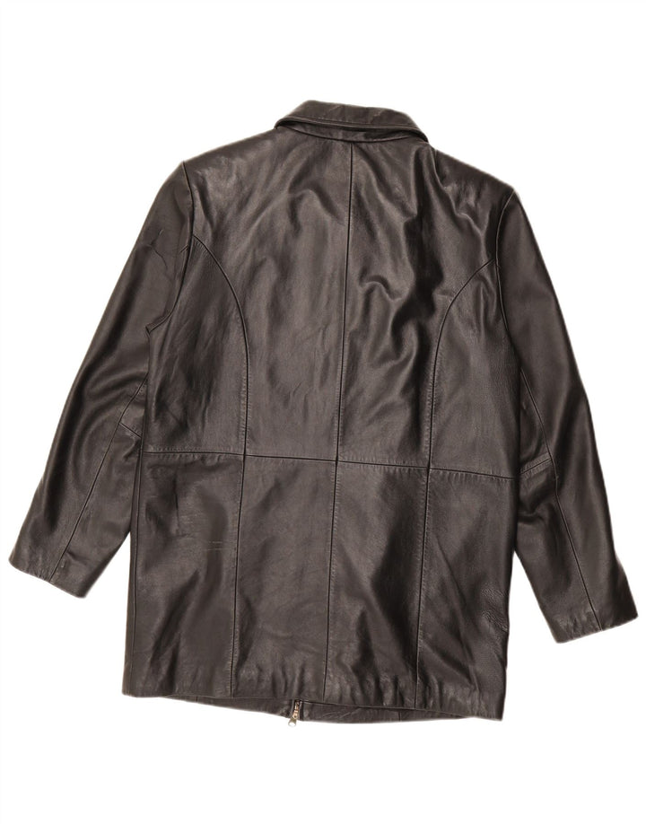 Jaqueta de couro feminina ELEMENTS UK 10 pequena clássica de couro preto