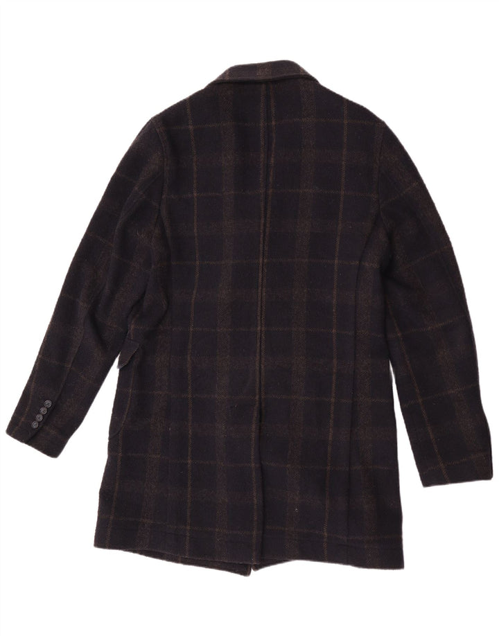 Casaco masculino Enrico Coveri com peito duplo IT 50 grande lã xadrez azul marinho