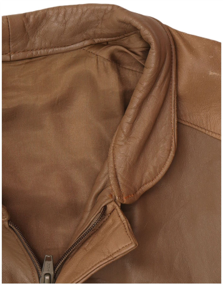 Jaqueta de couro masculina vintage UK 38 marrom médio