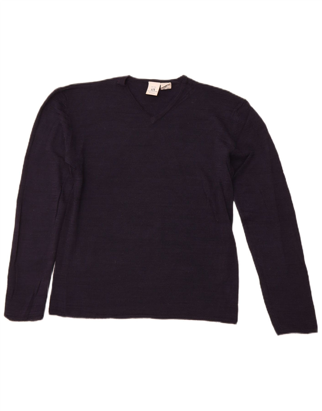 ARMANI EXCHANGE Suéter feminino com decote em V Reino Unido 12 médio azul marinho