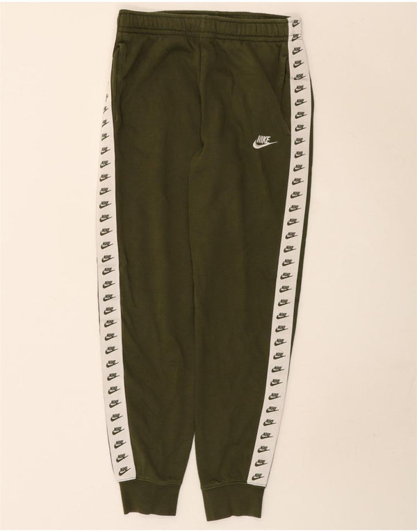 Nike masculino gráfico agasalho calças joggers pequeno cáqui colorblock algodão