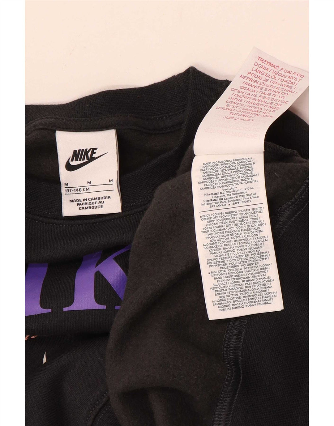 Moletom Nike feminino oversized gráfico jumper 10-11 anos médio preto