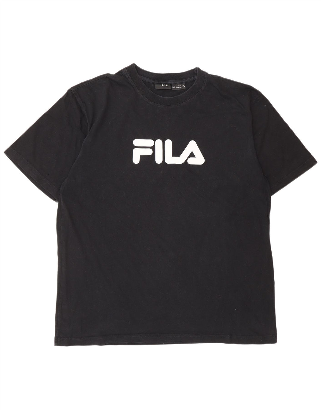 Camiseta masculina gráfica FILA Top XL algodão preto