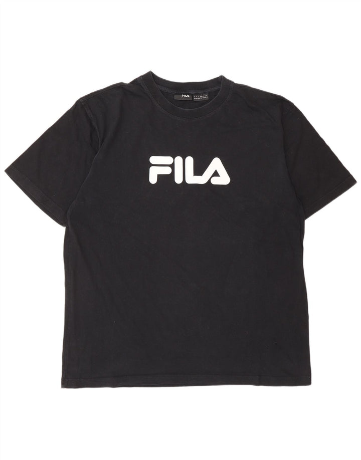 Camiseta masculina gráfica FILA Top XL algodão preto