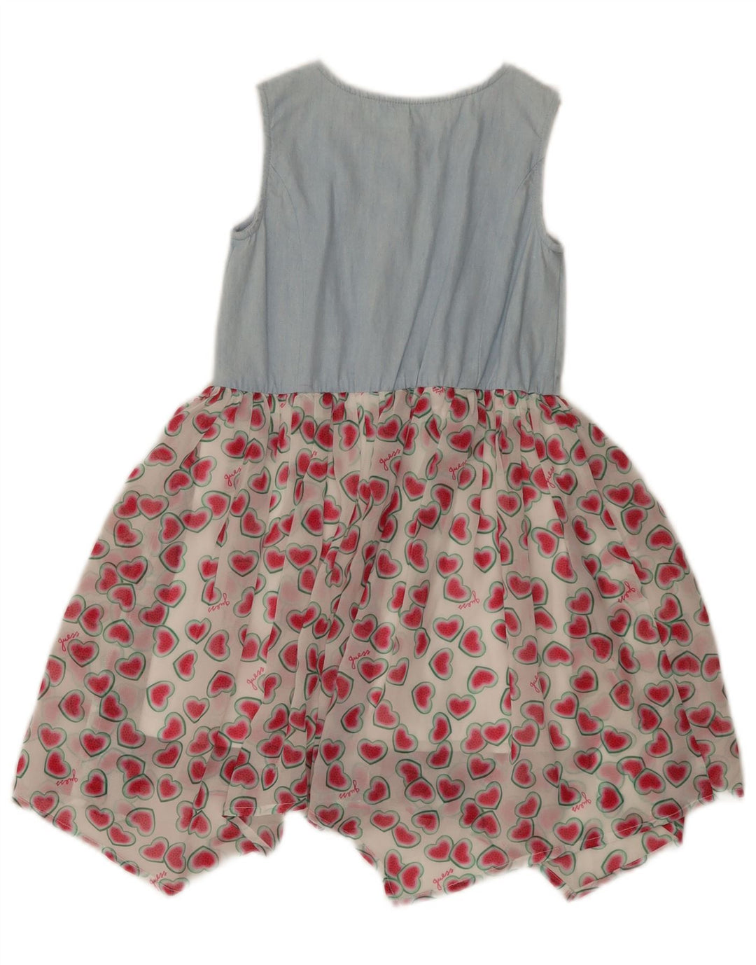 Guess Girls Vestido assimétrico com padrão abstrato sem mangas 4-5 anos Azul
