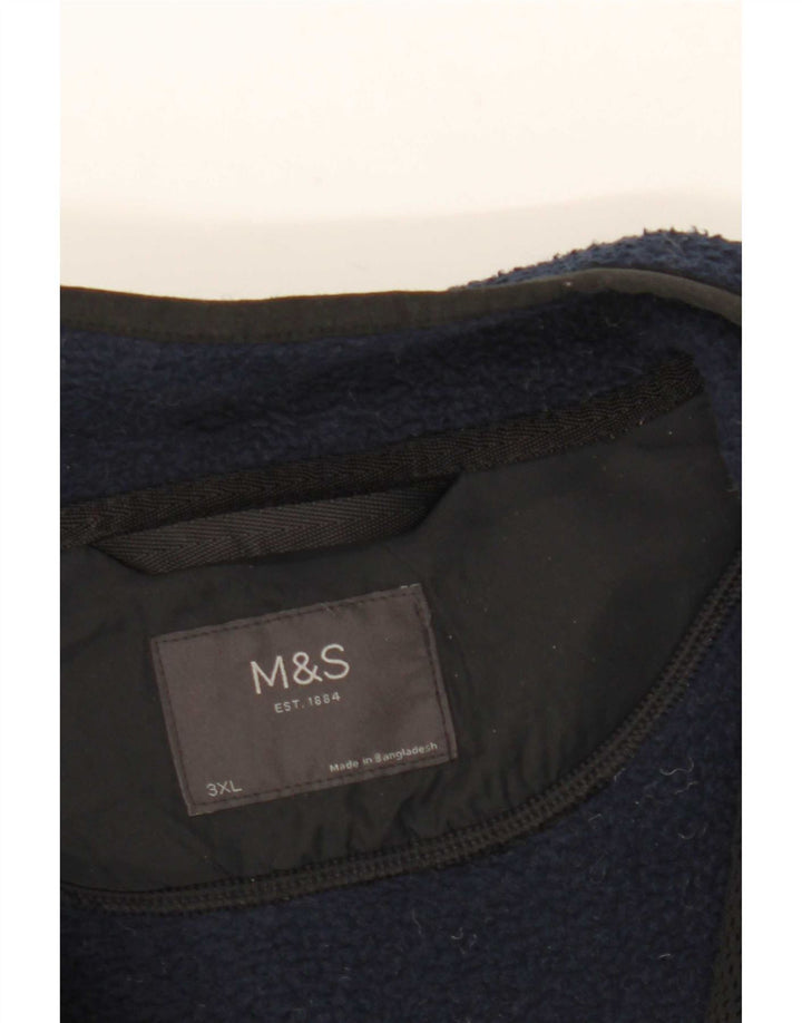 Jaqueta de lã masculina Marks & Spencer UK 46 3XL poliéster azul marinho