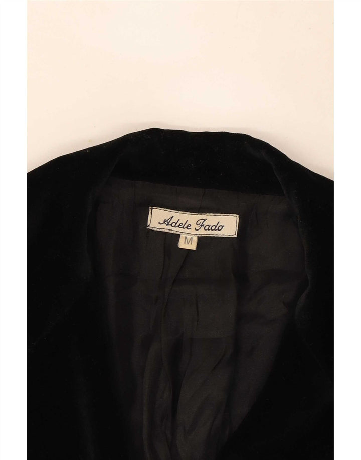 Adele Fado Jaqueta blazer feminina de veludo com 3 botões Reino Unido 12 médio preto