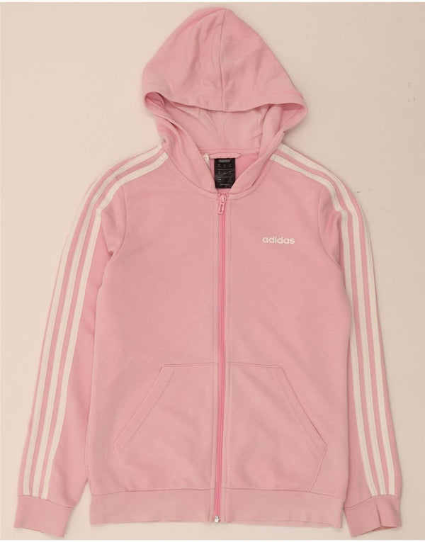 Suéter Adidas feminino com capuz e zíper 14-15 anos algodão rosa