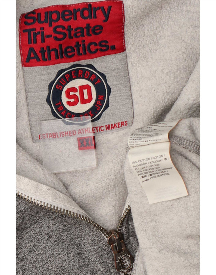 Superdry Mens Graphic Tracksuit Top Jacket 2XL Cinza Colourblock Algodão