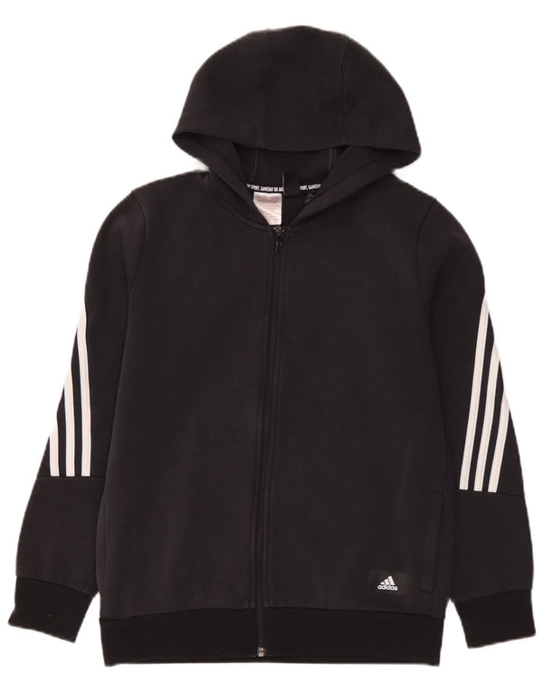 Suéter Adidas Boys Zip com capuz 13-14 anos algodão preto