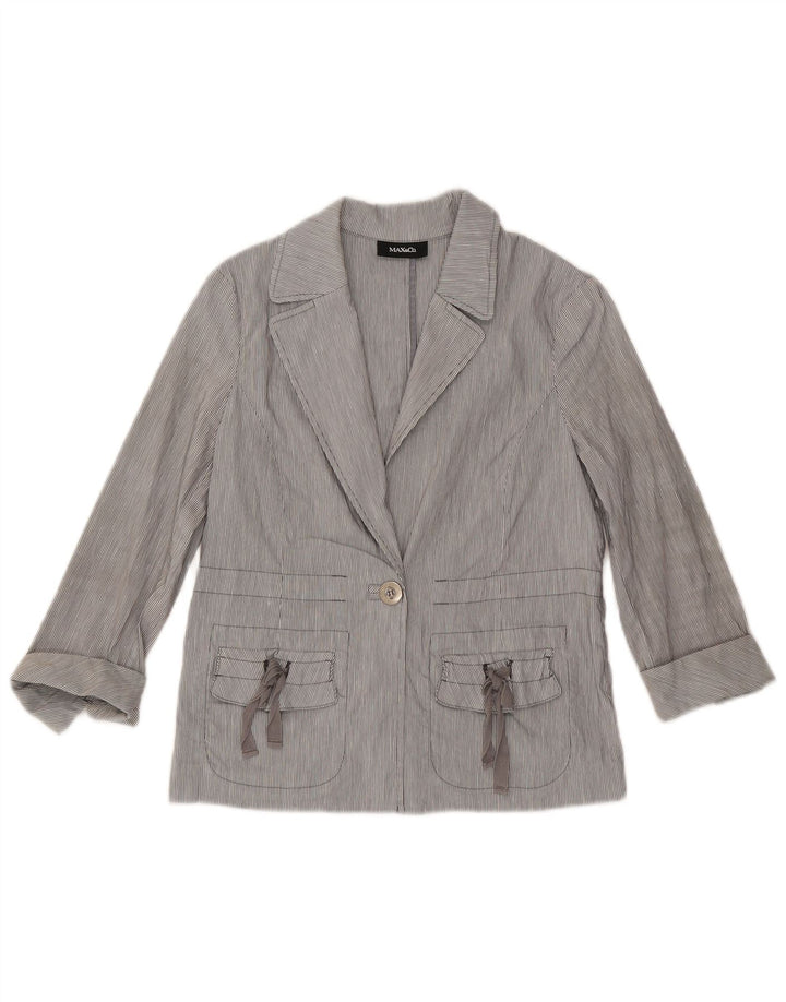 Jaqueta blazer feminina manga 3/4 da Max & Co. Reino Unido 8 riscas azuis pequenas