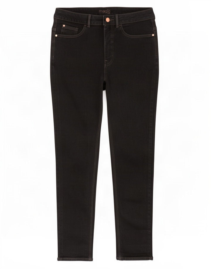 Marks & Spencer Womens Magic Slim Jeans Reino Unido 12 Médio W28 L28 Algodão Preto