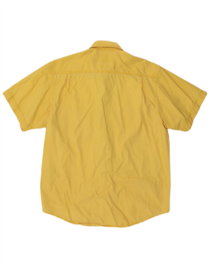 Wrangler Camisa masculina de manga curta pequena de algodão amarelo