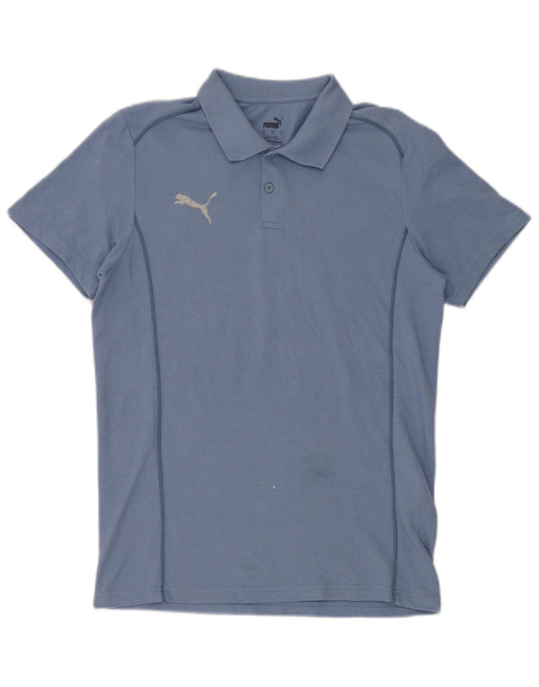 Camisa polo masculina de manga curta Regular Fit da Puma, algodão azul pequeno