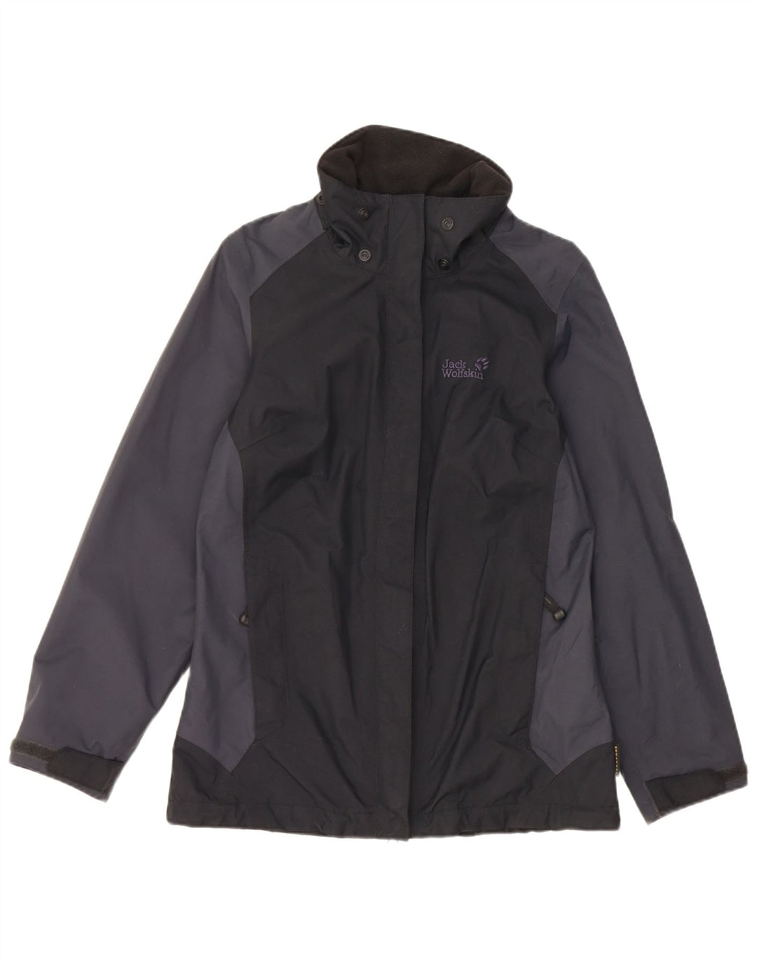 Jaqueta de chuva feminina Jack Wolfskin Reino Unido 8 pequeno bloco colorido preto