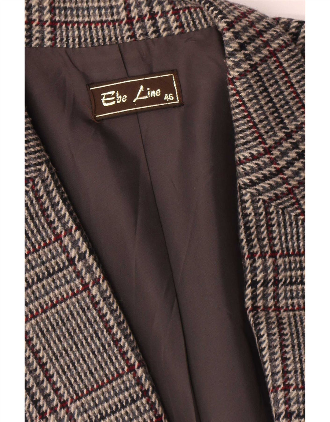 Jaqueta blazer feminina vintage com 1 botão IT 46 grande lã houndstooth cinza