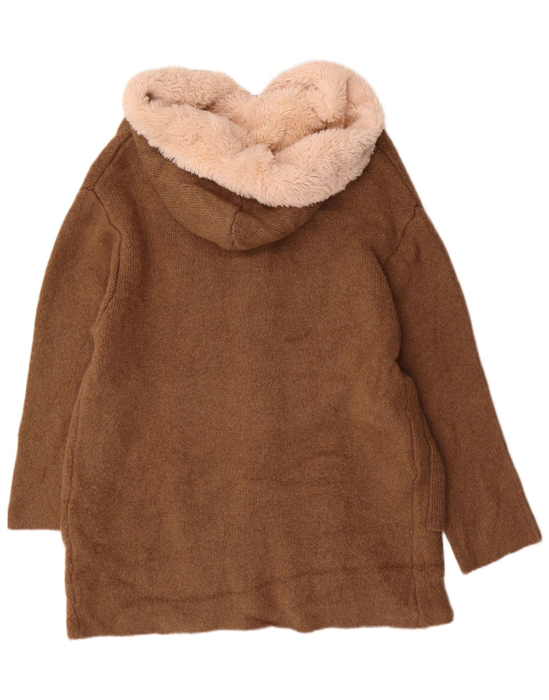 ZARA Suéter cardigã feminino oversized com capuz e palangre Reino Unido 14 marrom médio