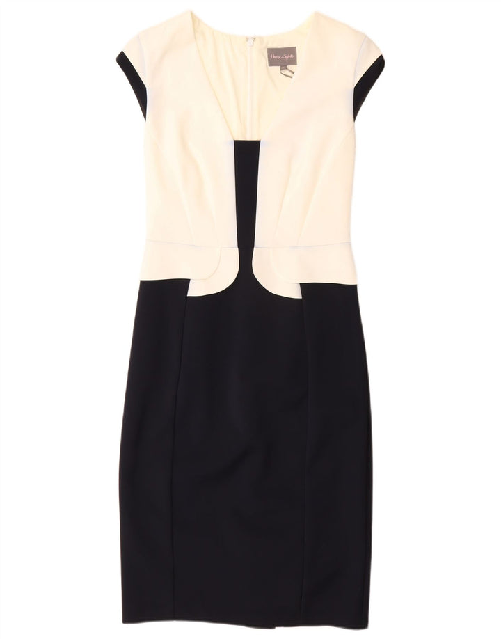 Vestido bainha feminino FASE EIGHT UK 10 pequeno acetato colorido preto