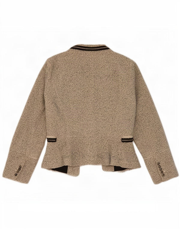 Zara Womens Oversized Open Blazer Jacket Reino Unido 10 Pequeno Bege Salpicado