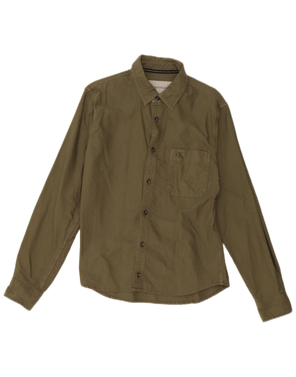 Camisa Calvin Klein Jeans Masculina Slim Fit Médio Algodão Verde