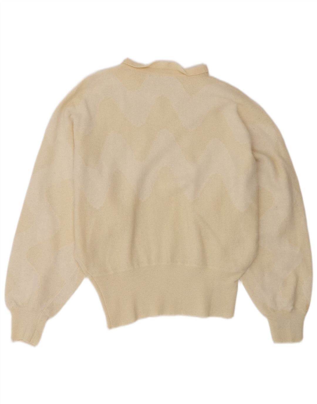 Suéter feminino vintage com gola canoa Reino Unido 14 bege médio
