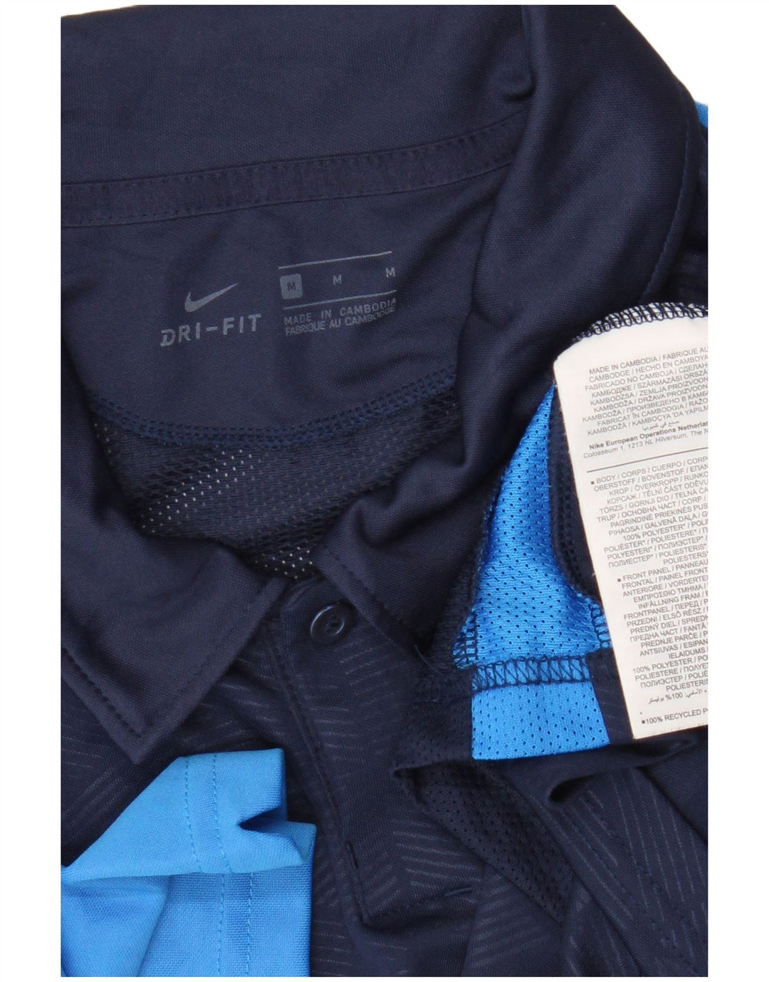 Camisa polo masculina Nike Dri Fit médio azul marinho colorblock poliéster