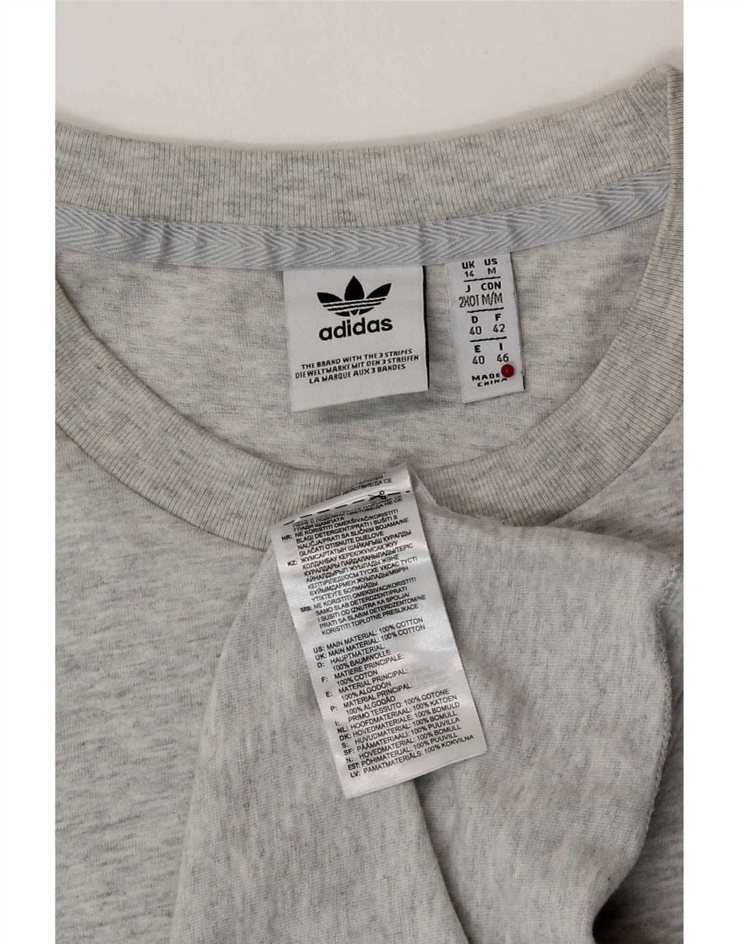 Camiseta Adidas Feminina Graphic Top UK 14 Algodão Cinza Médio