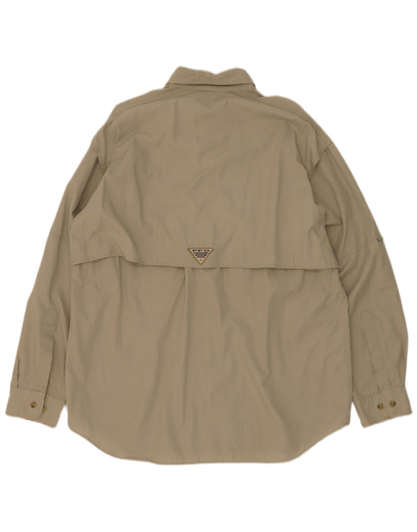 Camisa masculina Columbia de algodão cáqui médio