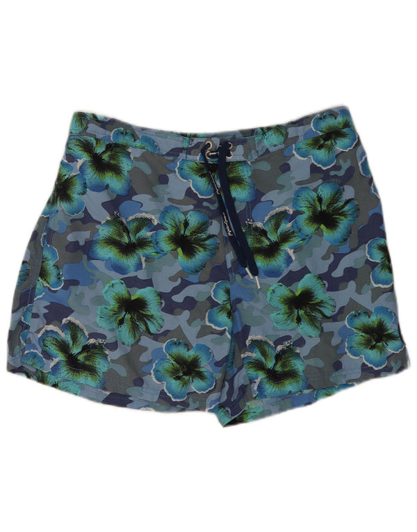 Maui and Sons Shorts de natação masculino regular XL azul floral poliamida