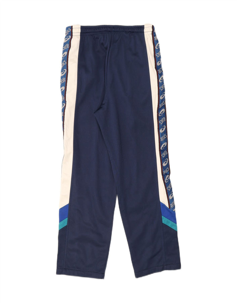 ASICS Mens Graphic Tracksuit Trousers Small Navy Blue Colourblock Vintage Asics and Second-Hand Asics from Messina Hembry 