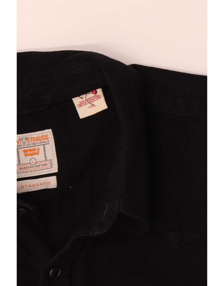 Camisa jeans masculina padrão Levi's grande algodão preto