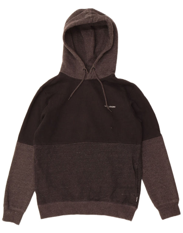 Volcom moletom com capuz masculino pequeno preto colorblock algodão