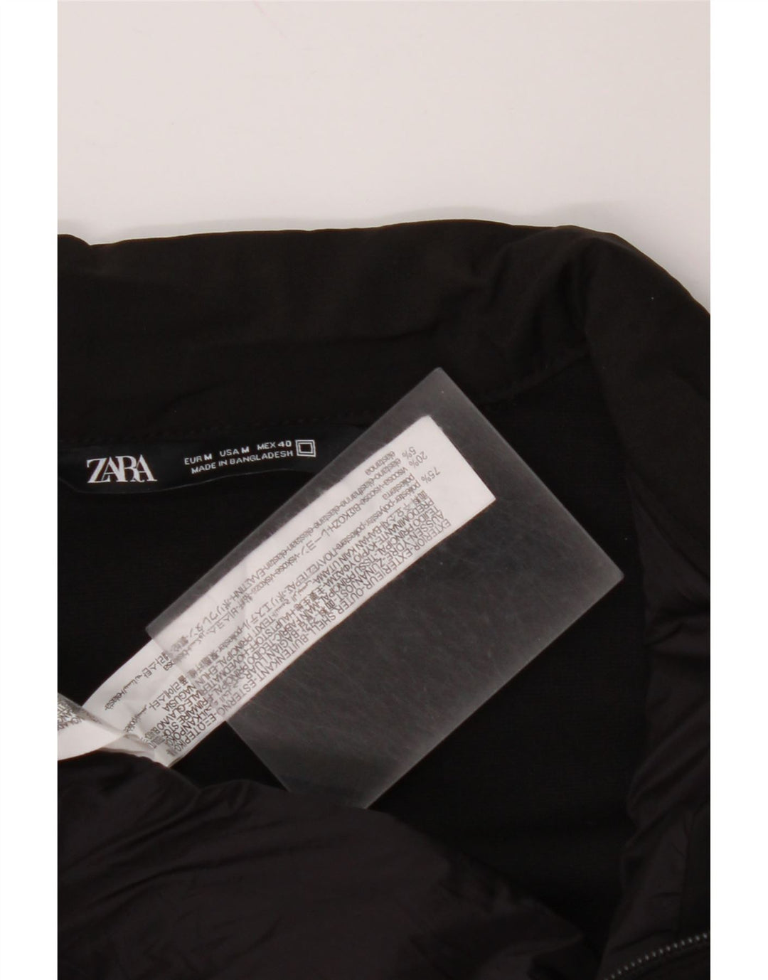 Jaqueta acolchoada masculina ZARA UK 38 poliéster preto médio