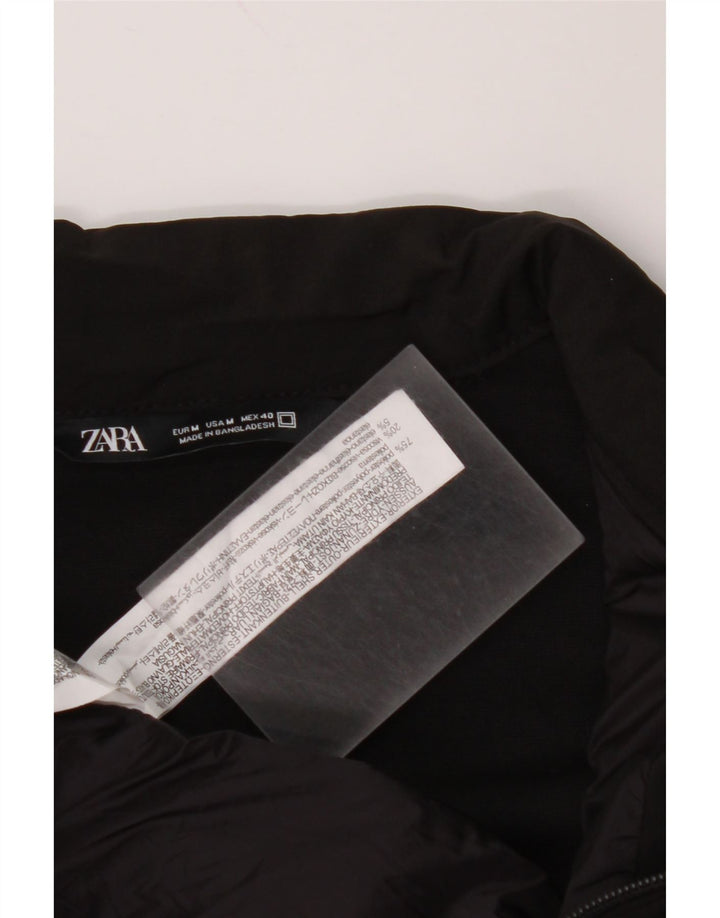 Jaqueta acolchoada masculina ZARA UK 38 poliéster preto médio