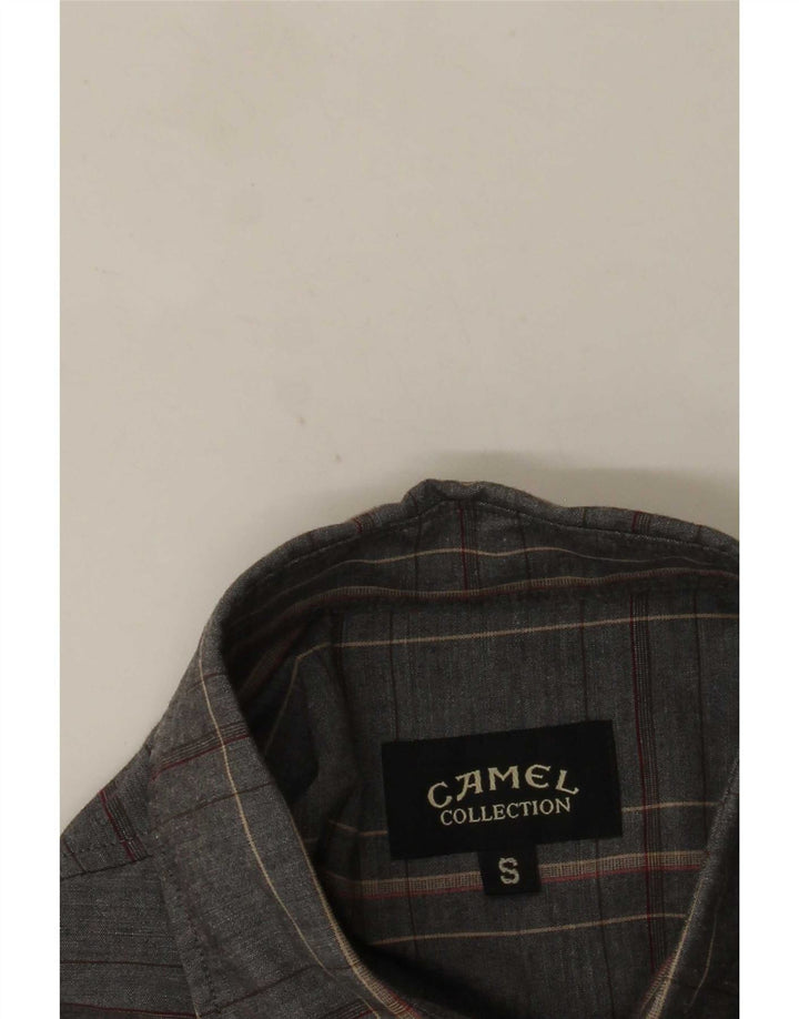 Camisa masculina Camel Active pequena xadrez cinza