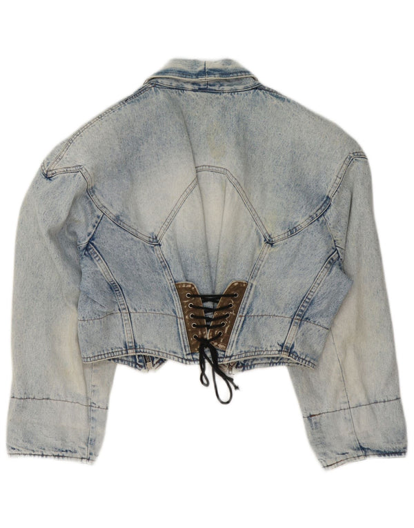 Jaqueta jeans feminina vintage UK 14 azul médio