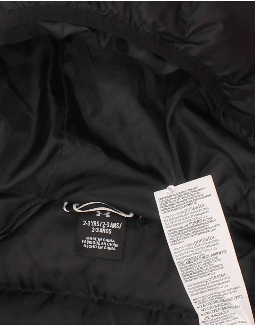 Jaqueta acolchoada com capuz para meninos Under Armour 2-3 anos poliéster preto