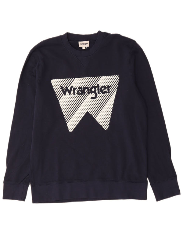 Wrangler moletom masculino gráfico jumper médio azul marinho algodão