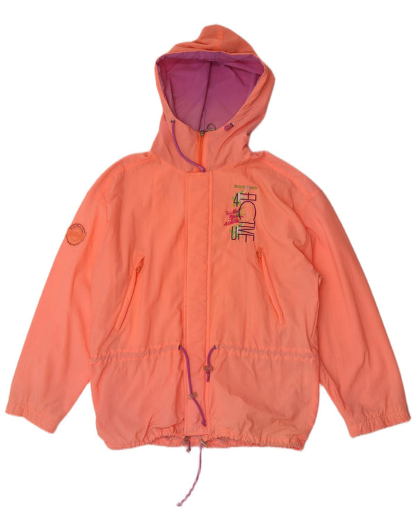 Diadora Womens Oversized Graphic Hooded Rain Jacket UK 14 Médio Rosa