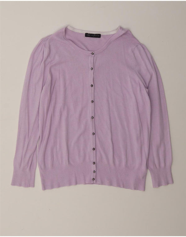 Suéter cardigã feminino Marks & Spencer UK 16 grande viscose roxa