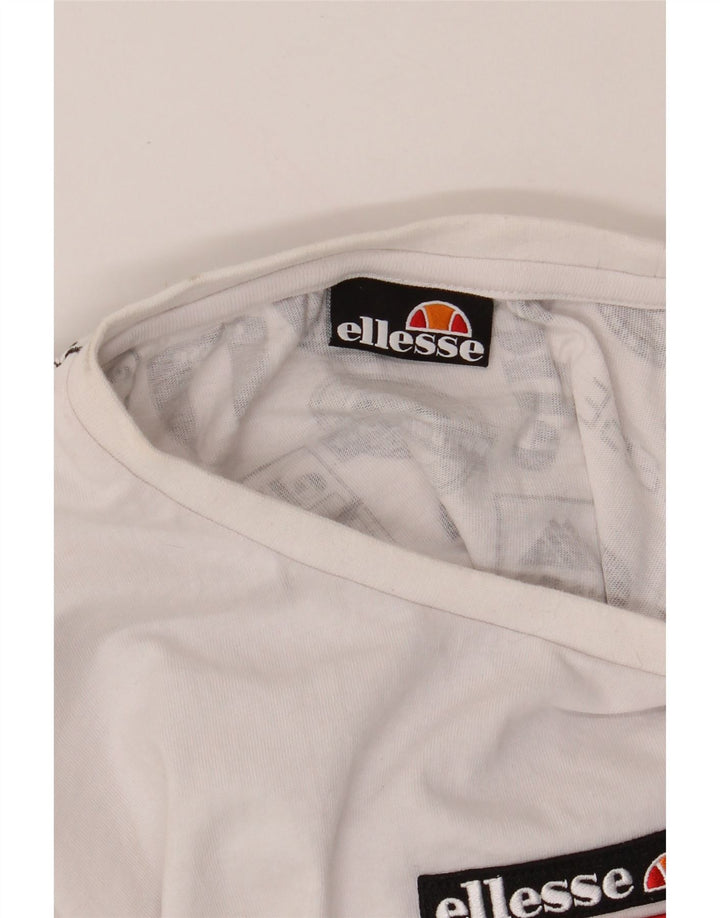 ELLESSE Mens Graphic T-Shirt Top Medium White Cotton Vintage Ellesse and Second-Hand Ellesse from Messina Hembry 