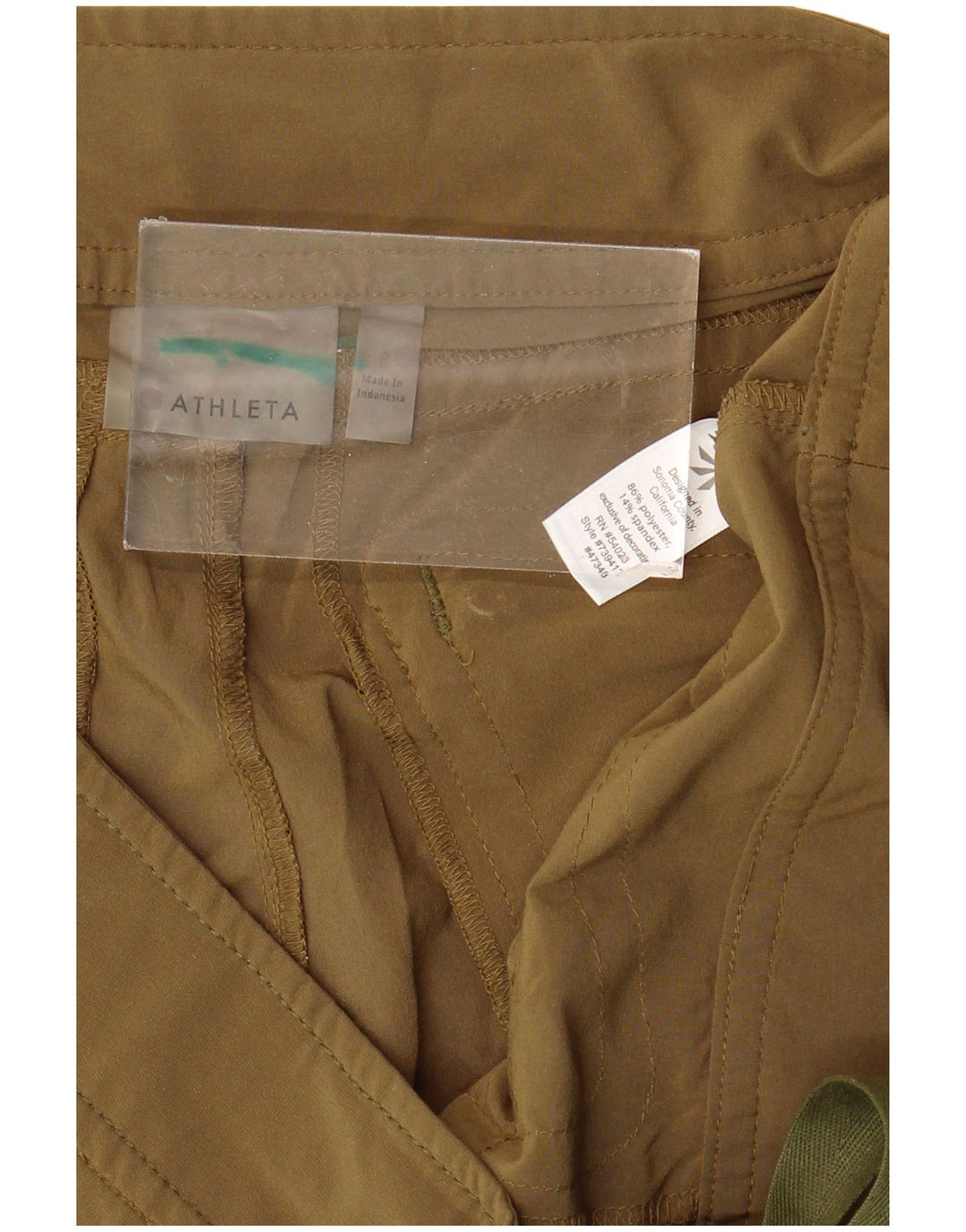 Shorts cargo feminino ATHLETA US 8 médio W34 poliéster cáqui