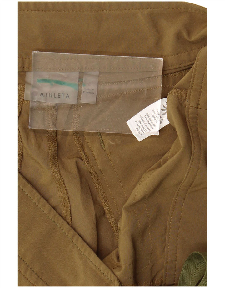 Shorts cargo feminino ATHLETA US 8 médio W34 poliéster cáqui