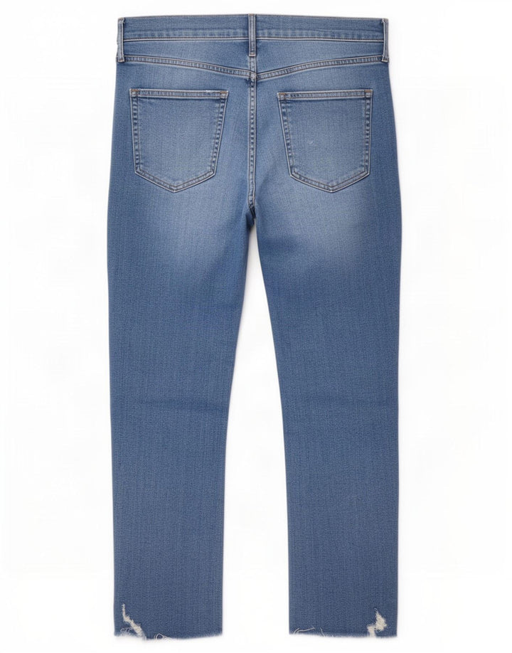 Jeans femininos Gap Cigarette Crop desgastados Slim W32 L26 azul