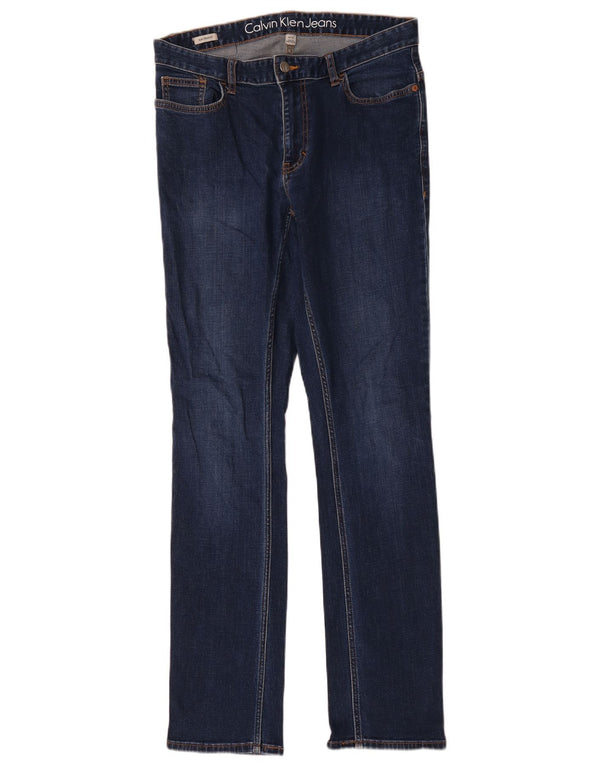 Calça Jeans Calvin Klein Feminina Slim Straight W30 L32 Azul Marinho Algodão